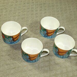Casual VICTORIA & BEALE Forbidden Fruit Flat Set Of 4  Porcelain Cups Mugs Blue